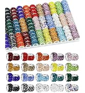 200PCS FIVEIZERO Rhinestone Large Hole Beads for Jewelry Making, 20 Colors Rhinestone European Be...