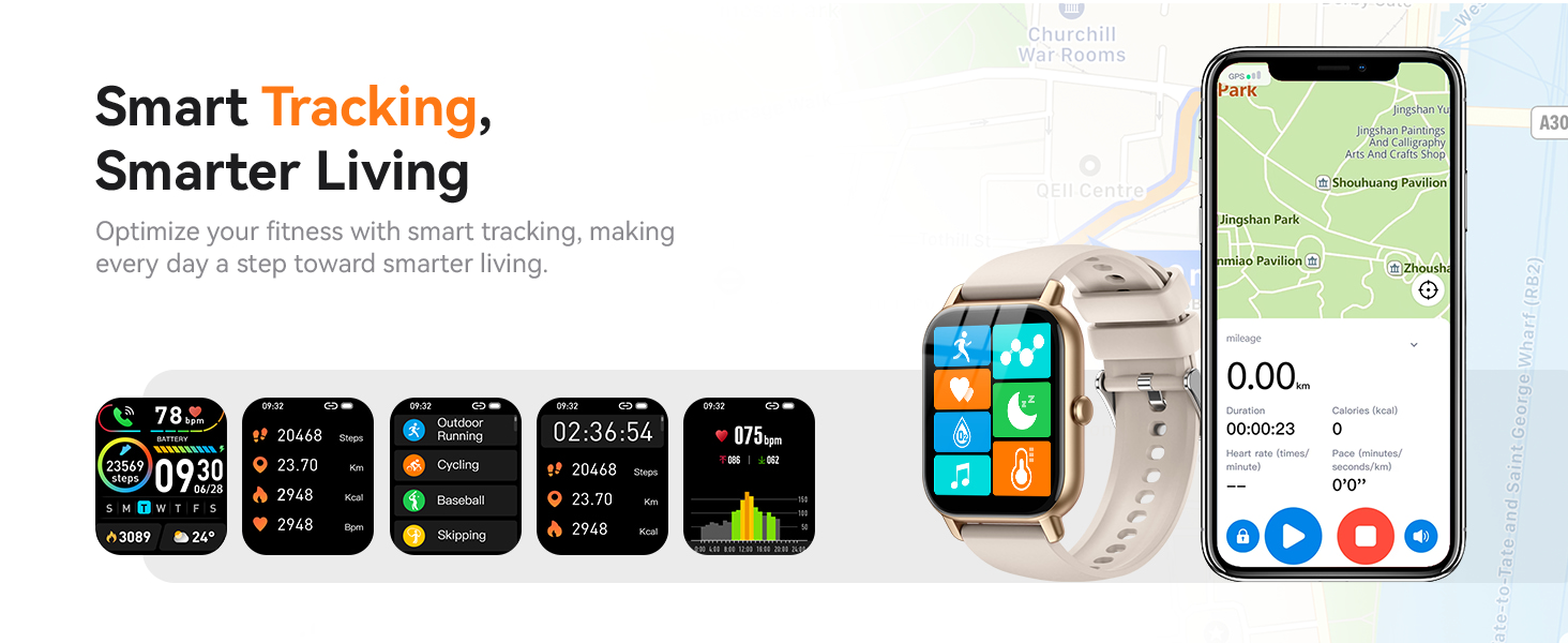 Sport smart watch for men women