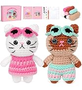 Fortuning's JDS Crochet Kit for Beginners, Couple Cat Crochet Kit for Beginners Adults Kids, Croc...