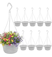 DOITOOL 10 Pack Hanging Plastic Pots for Plants with Hook, Garden Flower Plant Pot Container Bask...