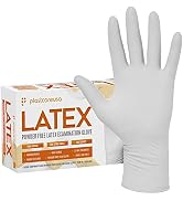 PlastCare USA 100 or 1000 White Latex Exam Gloves - Powder-Free, Disposable, Non-Sterile, Texture...