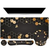 iCasso Desk Mat, Gaming Mouse Pad Wrist Support Set,4in1 XXL Large Mousepad + Keyboard Wrist Rest...