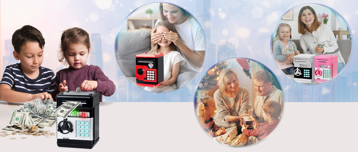 Money Bank safe piggy bank for kids coin safe atm bank atm piggy bank for real money safe for kids