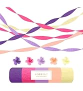 AOBKIAT Purple Hot Pink Yellow Streamers Party Decorations,5 Rolls Colorful Crepe Paper Streamers...