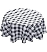 Biscaynebay Fabric Round Tablecloths 70", Black/Grey Scottish Plaid Table Cloth Small Circle Fold...