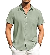 Alimens & Gentle Mens Linen Shirts Short Sleeve Button Down Shirts Wrinkle Free Casual Vacation B...