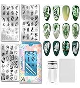 PH PandaHall 3pcs Leaf Nail Stamping Plates Geometric Leaves Nail Image Plates Plants Nails Art S...
