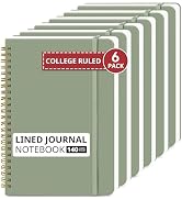 Taja 6 Pack Lined Spiral Notebooks for Work, 140 Pages, A5(5.7" x 7.9") Hardcover College Ruled, ...