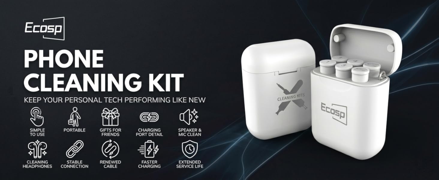 Ecasp Phone Cleaning Kit premium white storage box for personal tech devices.