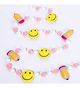 JarThenaAMCS Back to School Felt Banners Cute Pencil Smile Face Pompom Ball Pre-Strung Banners De...