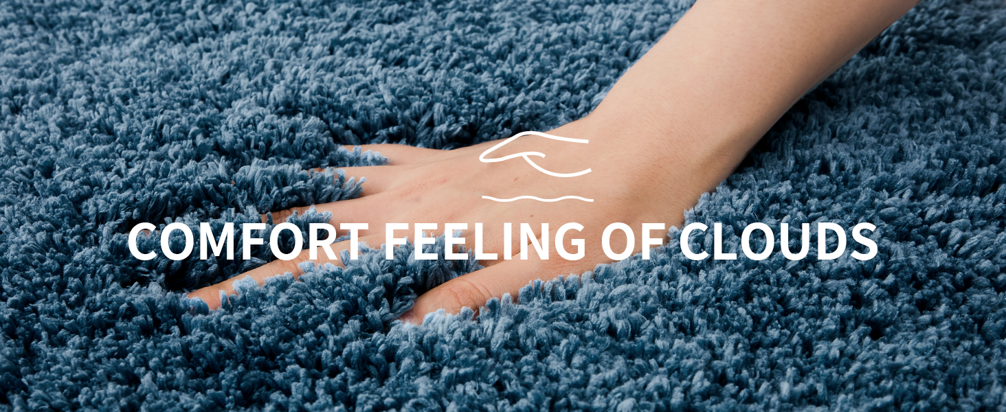 Bathroom Rugs Non Slip Washable Ultra Soft Absorbent Bath Mat Quick Dry Shaggy for Tub Blue Decor