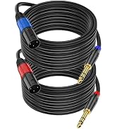 Jozzai Male XLR to 1/4 Inch (6.35mm) 25FT, 2 Pack, TRS Mono Jack Microphone Cable, Balanced 3 Pin...