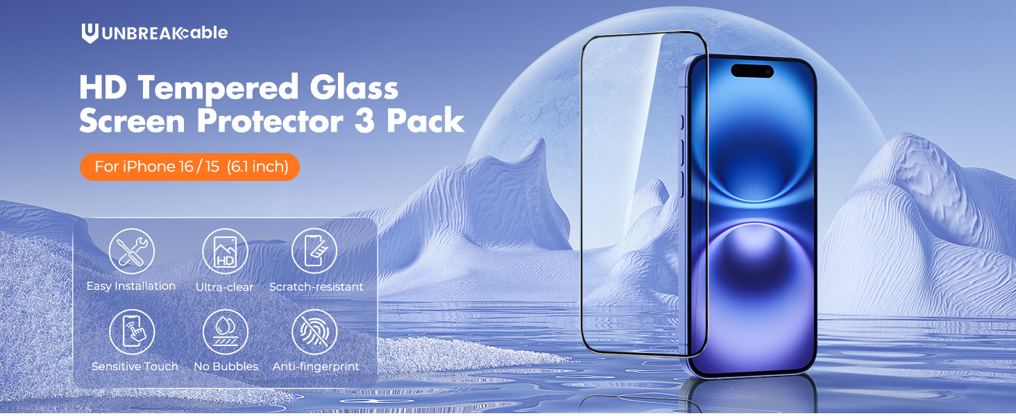 Shatterproof Tempered Glass Screen Protector for iPhone 16/15