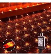 woohaha Outdoor Halloween Net Lights, 9.8FTx6.6FT 192 LED Fairy String Light with 8 Lighting Mode...