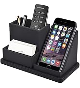 XNONE Pu Leather Desk Pen/Pencil Organizer Multi-Function Cell Phone/Remote Control Storage Box w...