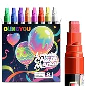 Window Chalk Markers for Cars Glass Washable, 8 Colors Jumbo Liquid Chalk Marker Pens with 7mm 2 ...