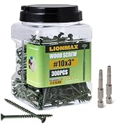 LIONMAX Deck Screws 3 Inch, Wood Screws #10 x 3", 300 PCS, Rust Resistant, Exterior Epoxy Coated,...