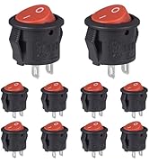 VEXUNGA Round Rocker Switch Red On Off 2 Pin Mini Round Toggle Switch 3A 250V 6A 125V 15MM Circle...
