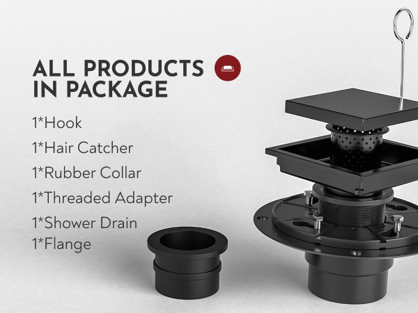 Black square shower drain