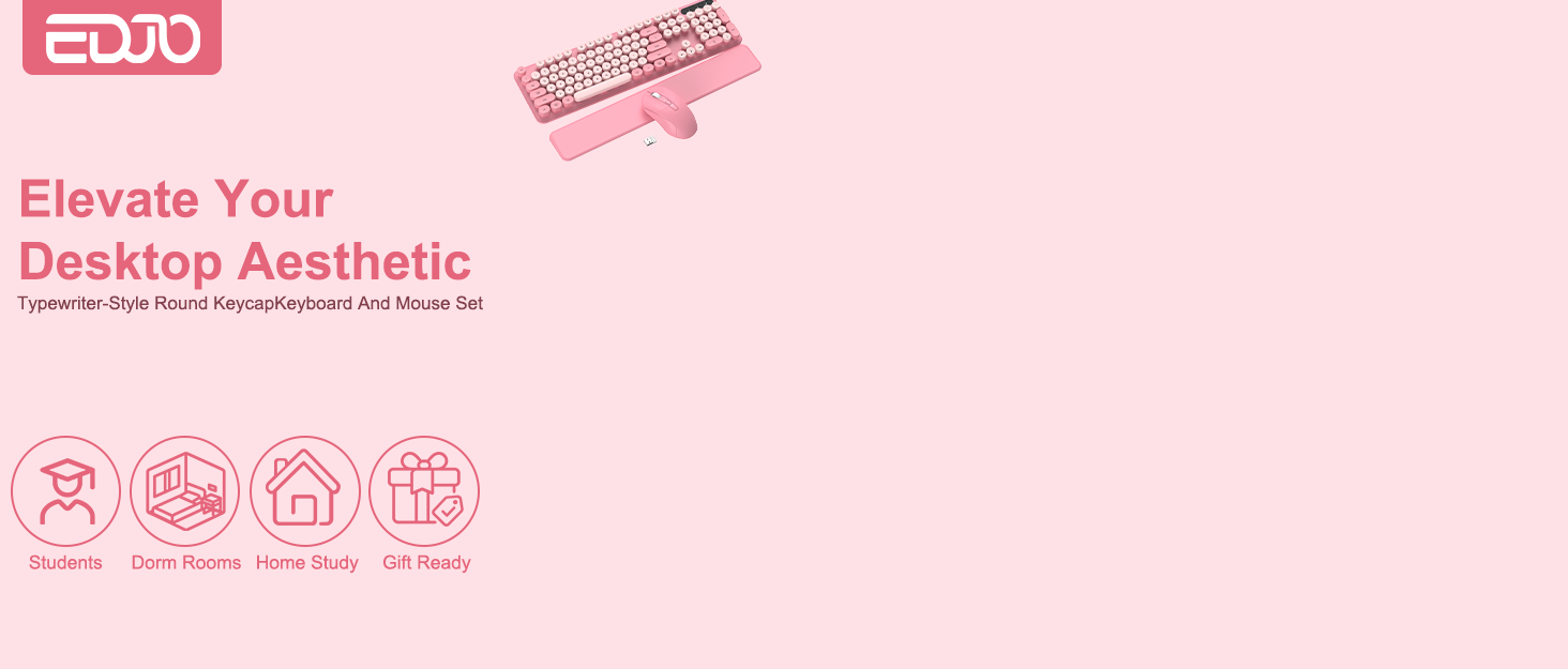 Pink Wireless Keyboard and Mouse Combo