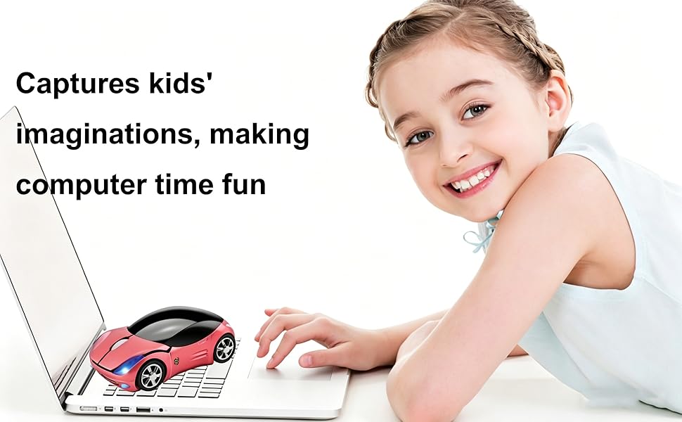 Cute Wireless Mouse Car Shape Optical PC Laptop Computer Tablet home school student travel gift