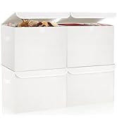 Bagnizer Large 22 Quart Linen Fabric Foldable Storage Bin Cube Organizer Basket with Flip-Top Lid...