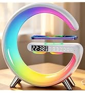 Smart LED Table Lamp with Bluetooth Speaker, Fast Wireless Charger, RGB Night Light, Sunrise Alar...