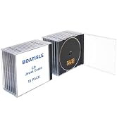 BOATISLE Standard Single Clear CD Jewel Case - Pack of 15, cd holder case with Assembled Black Tray