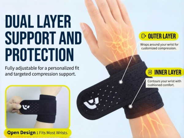 Breathable Adjustable Wrist Support Brace for Weightlifting, Ideal for Fitness, Typing, and Gaming