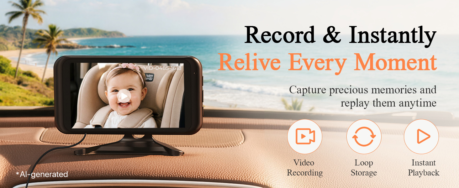 Baby Car Camera with Video Recording & Playback