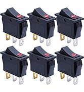 mxuteuk 6pcs 12V Rocker Switch Boat Toggle Switch Red LED Light Illuminated Snap-in Power SPST ON...