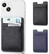 Phone Wallet Stick on,2Pack Phone Card Holder for Back of Phone Case, Leather Credit Card Holder ...