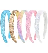 ACO-UINT 5 Pack Sparkly Glitter Headbands for Girls Colorful Bling Hairbands Preppy headbands Gli...