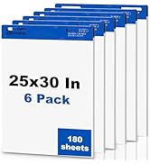 180 Sheets Sticky Easel Paper Pad 25 x 30 Inches, White Self-stick Easel Paper Great for Virtual ...
