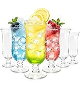 Cheardia 6 Pack Plastic Hurricane Glass, 13.5 oz Pina Colada Glasses Break-Resistant Clear Tulip ...