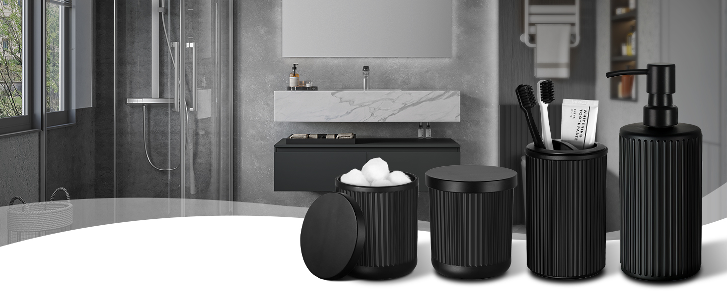 bathroom accessory set black