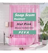 AmazerBath 72x78 Long Shower Curtain Liner, Clear Pink Plastic Shower Curtain Liner, Waterproof P...