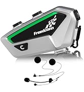 FreedConn FX Motorcycle Helmet Bluetooth Intercom Headset Communication Systems Kit, Full Duplex ...