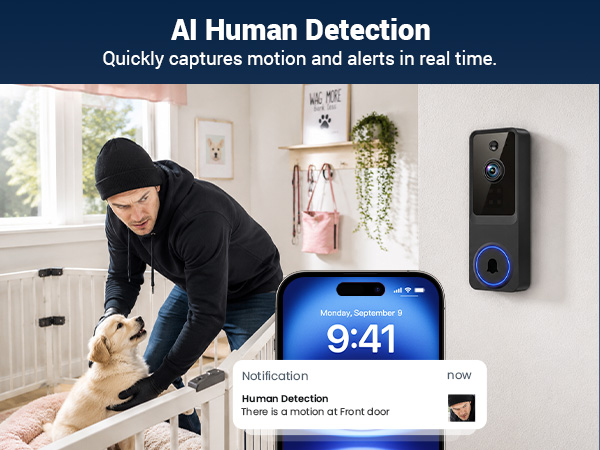 This wireless doorbell camera supports intelligent AI detection.