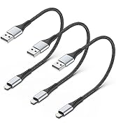 6 inch Short iPhone Charging Cable, 3Pack 0.5ft USB to Lightning Cable Braided iPhone Charger Sho...