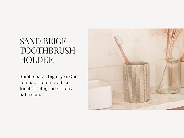 small boho sand beige toothbrush holder adds a touch of elegance to any bathroom.