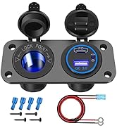 Depvko Cigarette Lighter Socket Splitter,12V Dual QC3.0& & PD3.0 USB Outlet With Button Switch, C...