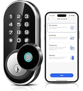 TEEHO TE342 Fingerprint Smart Keyless Entry Door Lock with Keypad, Bluetooth App Remote Control -...