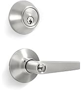 Premier Lock LED03C-4 Entry Lever Single-Cylinder Deadbolt Combo Lock Set with 8 Keys, SC1 Keyway...