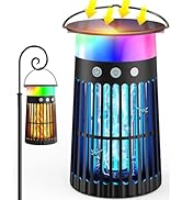 Solar Bug Zapper Outdoor, Mosquito Killer w/Flame & RGB Light, 4200V High-Power, IPX5 Waterproof ...