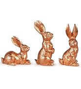 MicoSim Vintage Easter Decorations for Home, Spring Decor, Gold Rabbit Figurine, Bunny Statues, F...