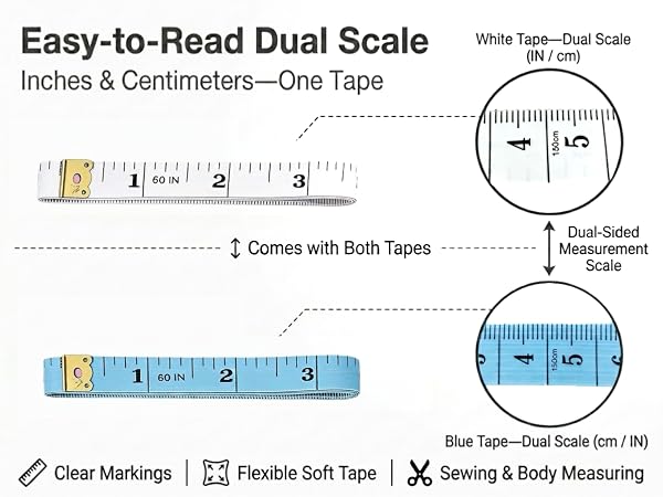 Ideal for sewing, body measuring, fitness and easy storage