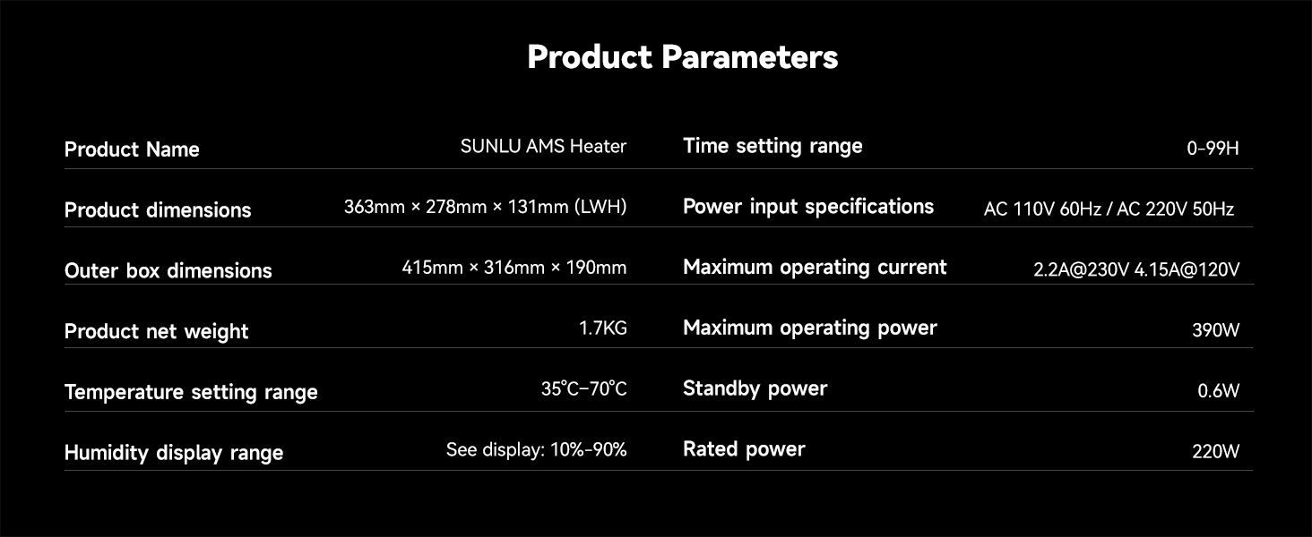 SUNLU AMS Heater For Bambu lab AMS Real-Time Drying