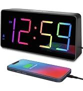 Peakeep Digital Alarm Clock for Bedroom Bedside, Extra Loud for Heavy Sleepers Adults, Large RGB ...