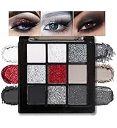 CAKAILA Smokey Black Red Eyeshadow Palette,9 Colors Dark Shimmer Matte Metallic Makeup Pallet,Pig...